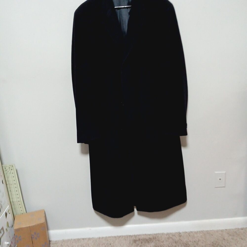 Empire Mens Wool/Cashmere Full Length Overcoat Size 50 Navy